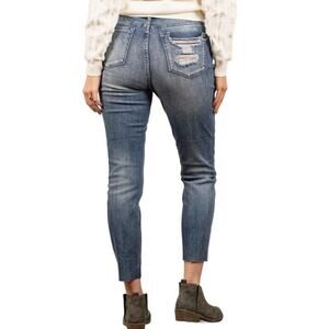 Judy Blue Jeans Womens 1/25 Blue Raw Hem Shelly High Rise Relaxed Fit Distressed